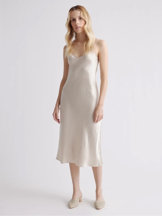 Quince Dresses & Skirts - Quince 100% Washable Silk Midi Slip Dress Champagne size M